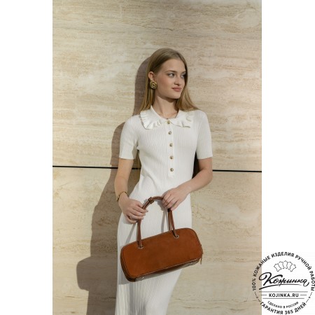 Женская кожаная сумка "Тамань" велюр (рыжий)