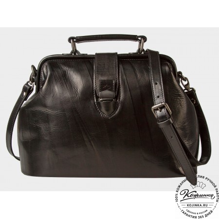 Женская кожаная сумка-саквояж "Симона XL" (чёрная)