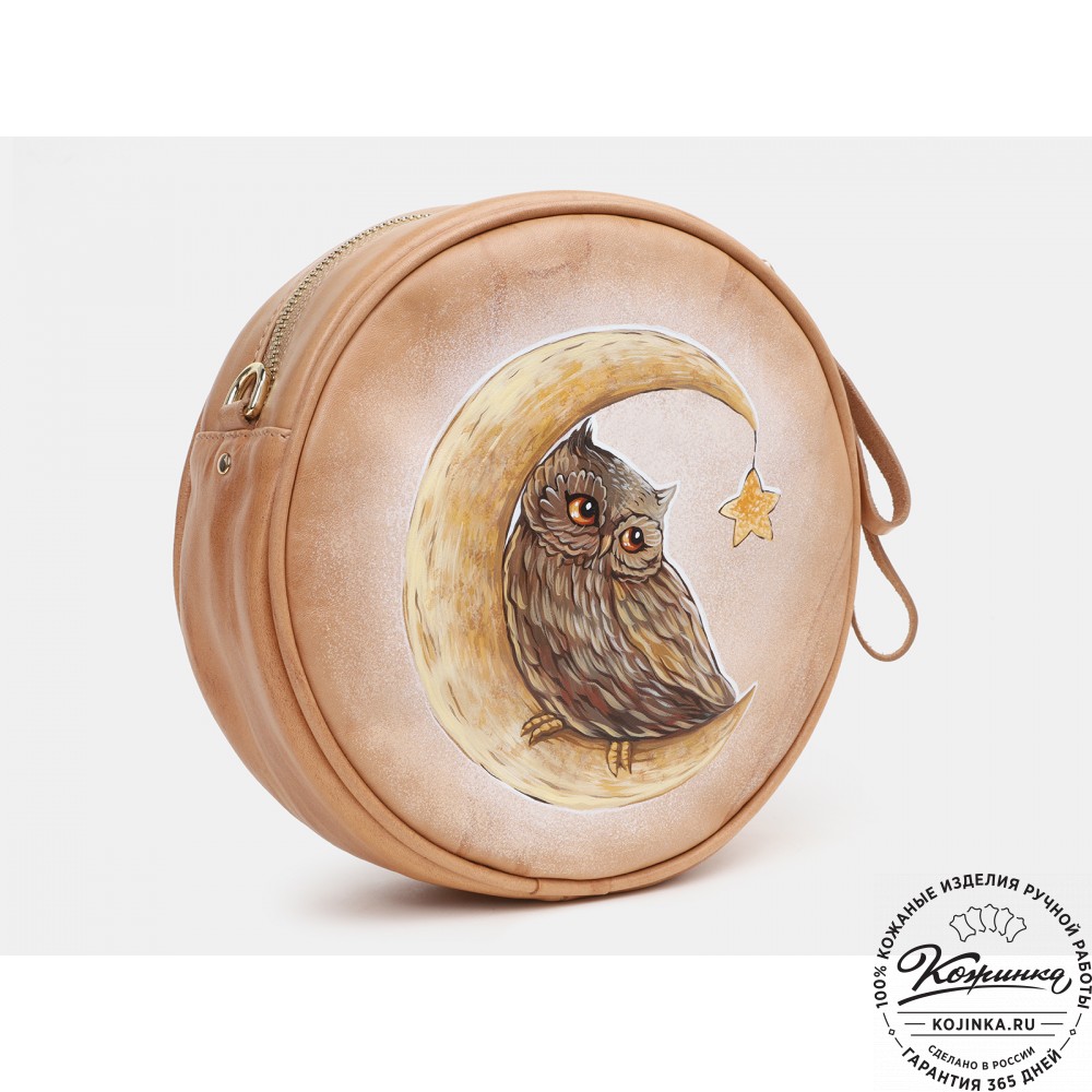 Женская кожаная сумка "Келли" "Совёнок" (бежевая)