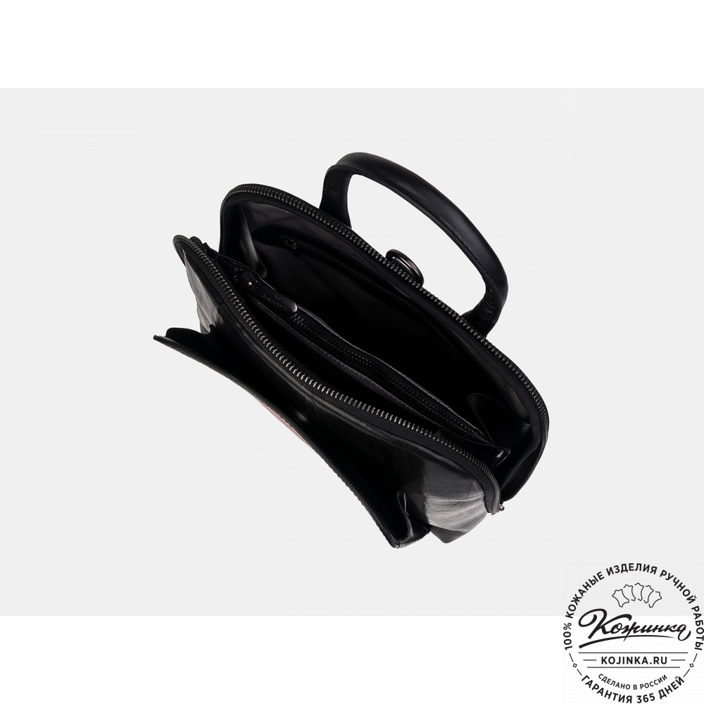 Кожаный рюкзак "Лис в очках" (чёрный)