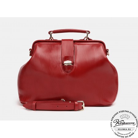 Женская кожаная сумка-саквояж "Симона XL" (красная)