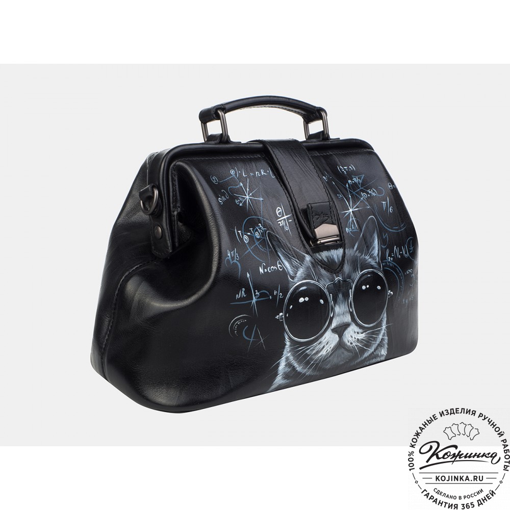 Сумка Фрейм Медиум "Кот в очках" (чёрная)