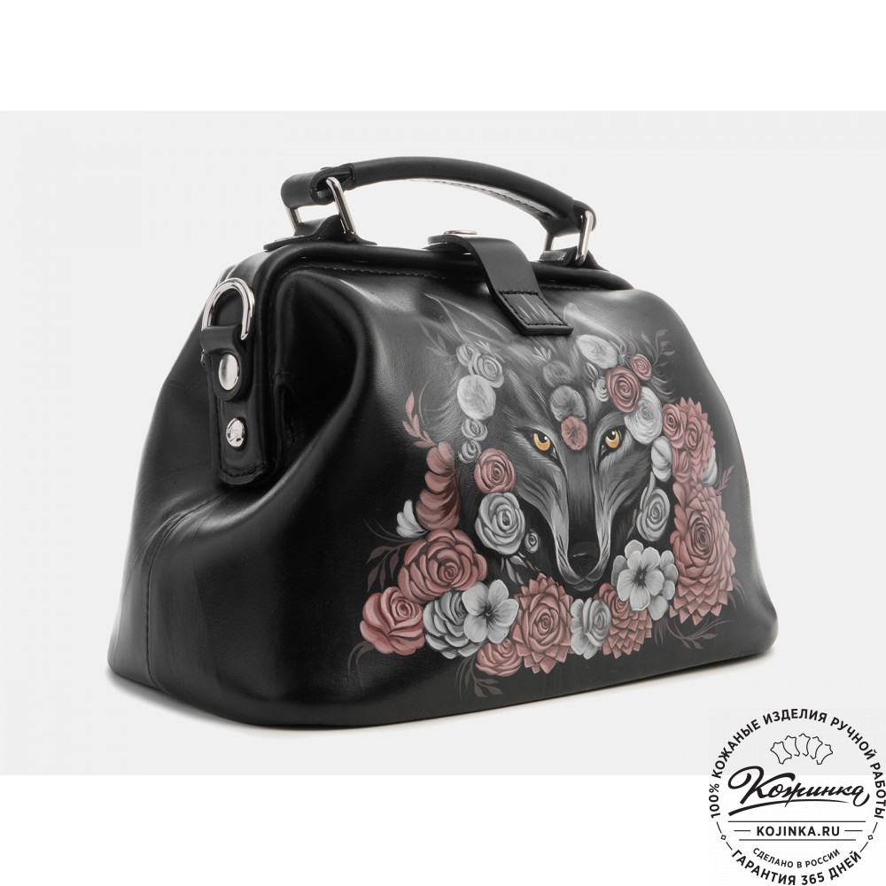Сумка Фрейм "Волчица в цветах" (чёрная)
