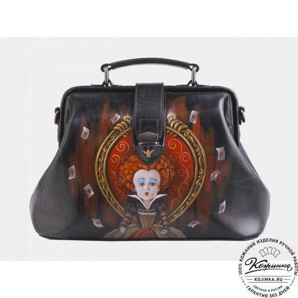 Сумка Фрейм Медиум "Королева с картами" (чёрная). фото 1