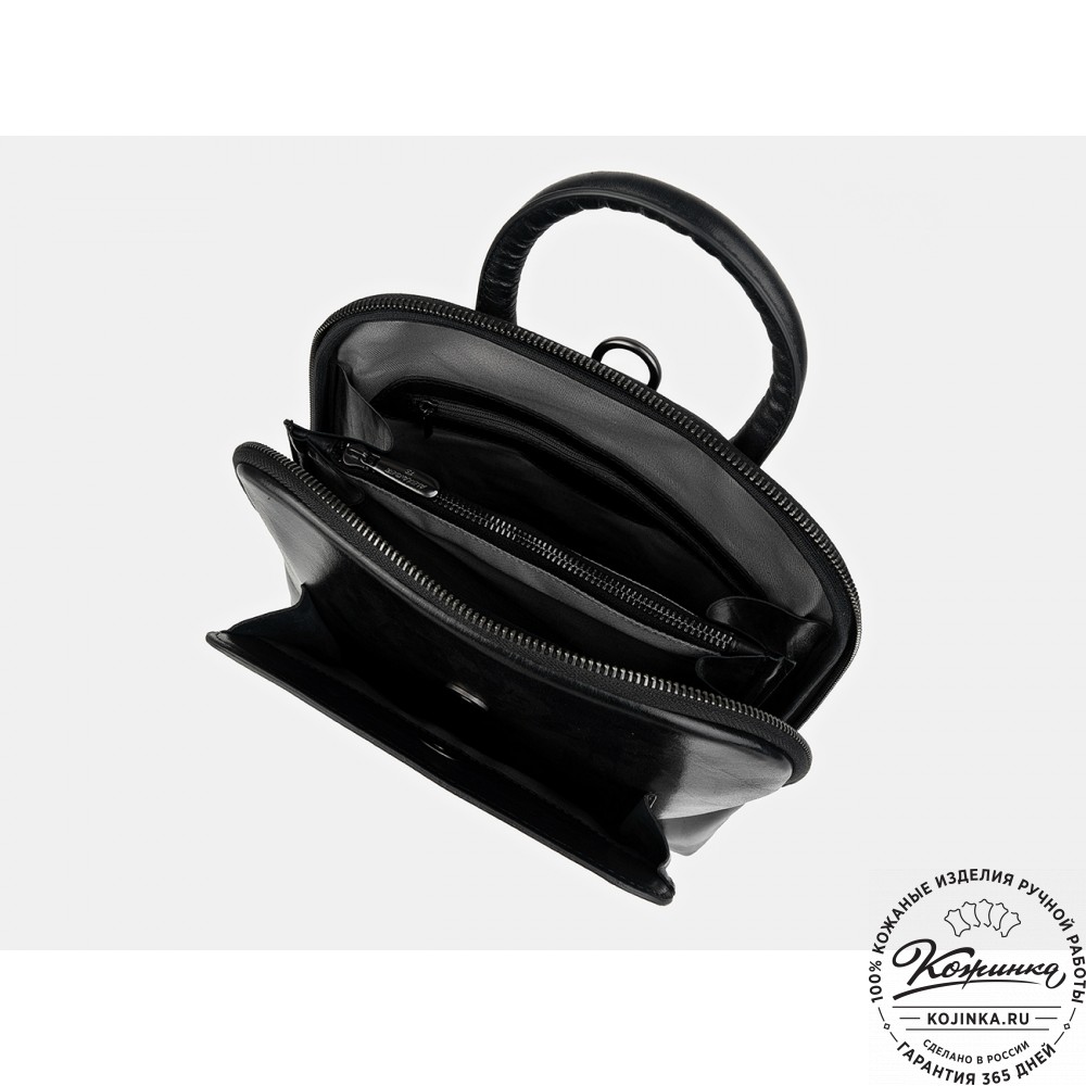 Кожаный рюкзак "Зимний вечер" (чёрный)