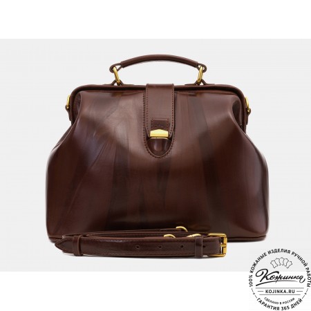 Женская кожаная сумка-саквояж "Симона XL" (коричневая)