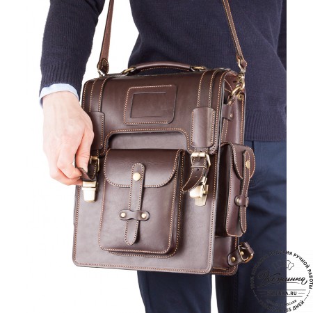 Кожаный ранец-портфель "Джонн" (темно-коричневый)