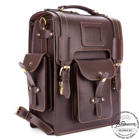 Кожаный ранец-портфель "Джонн" (темно-коричневый)