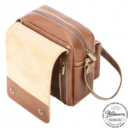 Кожаная сумка через плечо "Шерлок" (светло-коричневая)