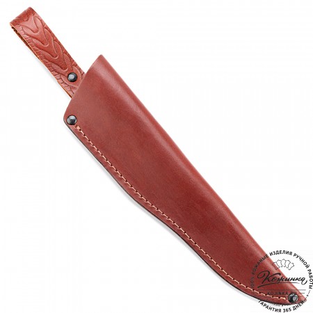 Кожаные ножны для ножа финского типа - клинок 17 см (коньяк)
