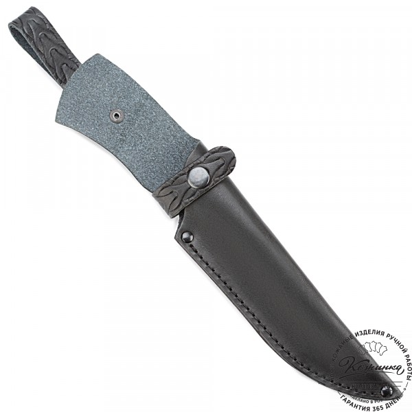 Кожаные ножны для ножа традиционного типа  с длиной клинка 17 см (черные). фото 1