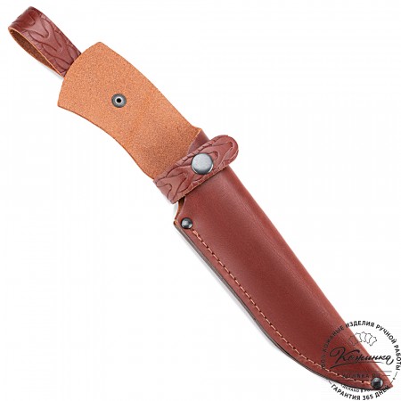 Кожаные ножны для ножа традиционные - клинок 17 см (коньяк)