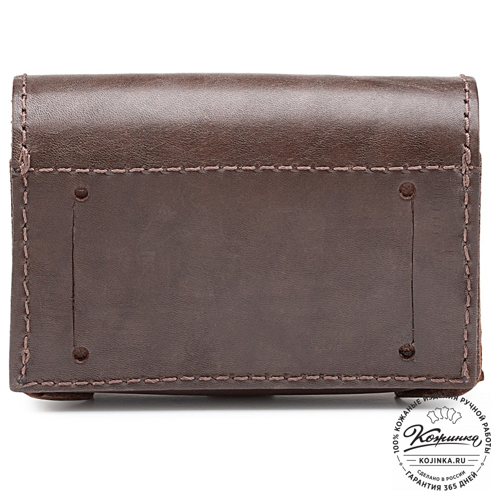 Кожаный подсумок двурядный на 10 патронов калибра 12,16, 20 (темно-коричневый)