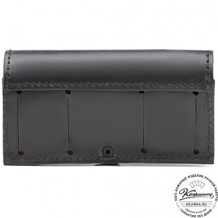 Кожаный подсумок однорядный на 6 патронов калибра 12,16, 20 (черный)