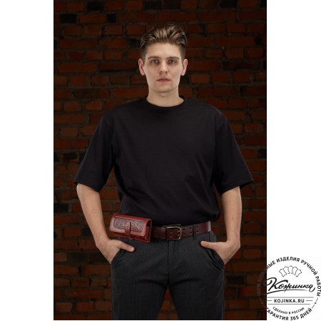 Кожаный подсумок однорядный на 6 патронов калибра 12,16, 20 (черный)