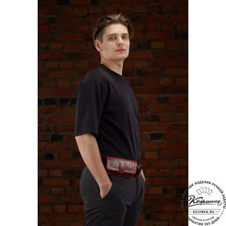 Кожаный подсумок однорядный на 6 патронов калибра 12,16, 20 (черный)