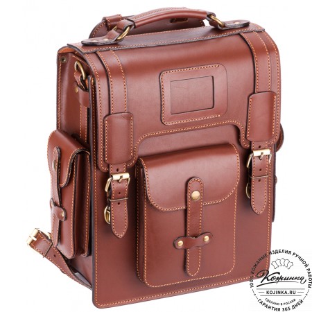 Кожаный ранец-портфель "Джон" (коричневый)