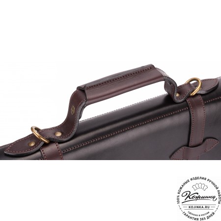 Мужской кожаный портфель "Литтлетон" (чёрный с коричневым)