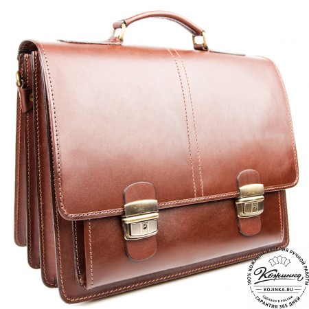 Кожаный деловой портфель "Адвокат-2" (коричневый)