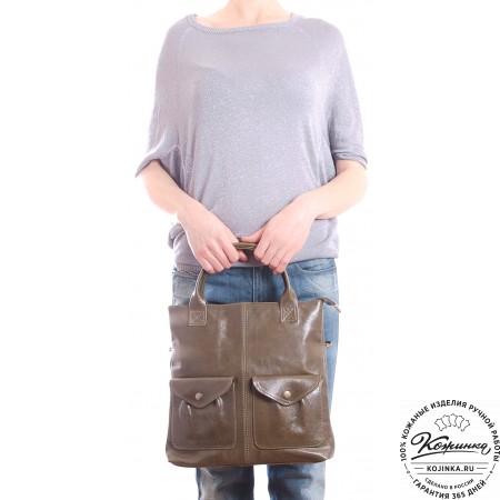 Женская кожаная сумка "Амели" (оливковая)