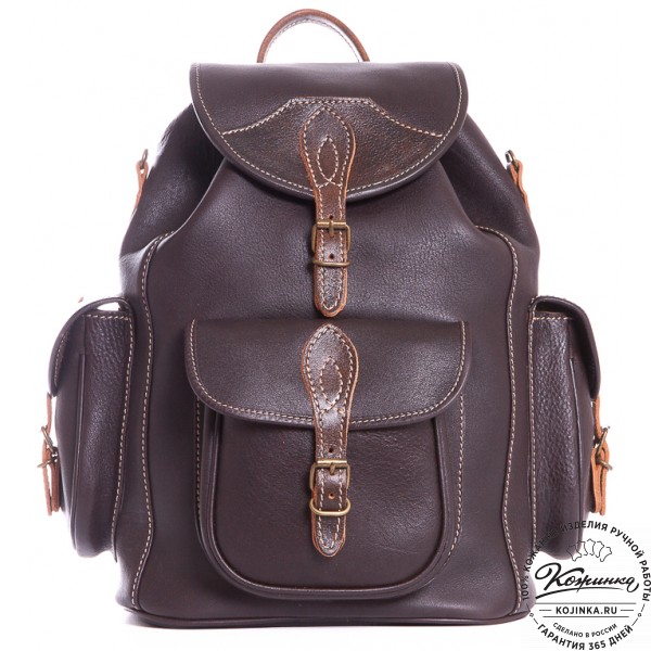Кожаный рюкзак "Мидл" (темно-коричневый). фото 1