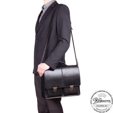 Кожаный деловой портфель "Адвокат-1" (черный)