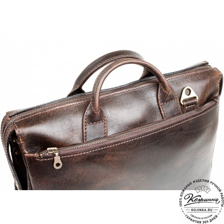 Кожаная деловая сумка "Гранд" (коричневый эксклюзив)