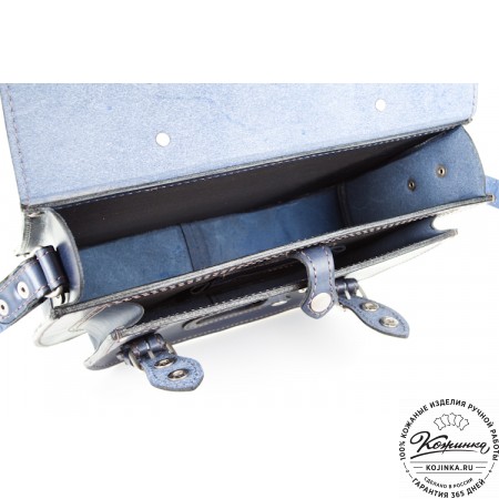 Кожаный портфель "Сатчел"  (синий)