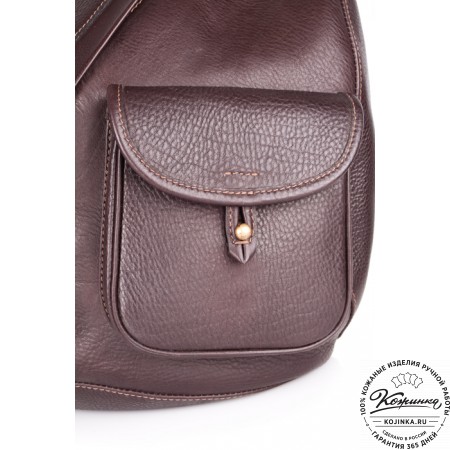 Кожаный рюкзак "Эль-Пасо" c карманом (коричневый)