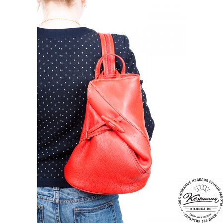 Женский кожаный рюкзак "Венеция" (красный)