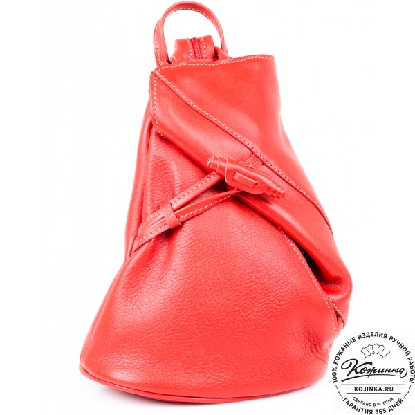 Женский кожаный рюкзак "Венеция" (красный). фото 1