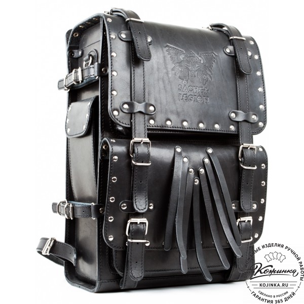 Мужской кожаный рюкзак "Легион-Харлей" (черный). фото 1