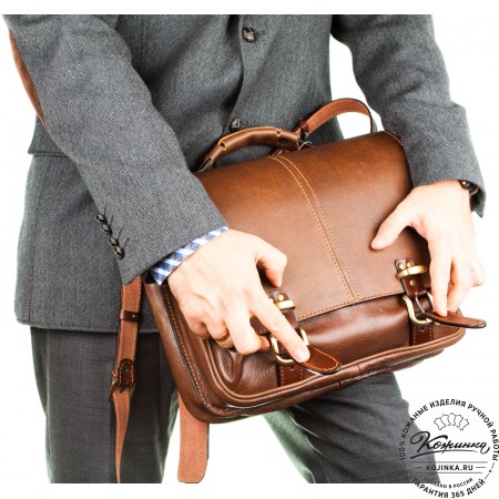 Кожаный портфель "Сорбонна" (светло-коричневый)