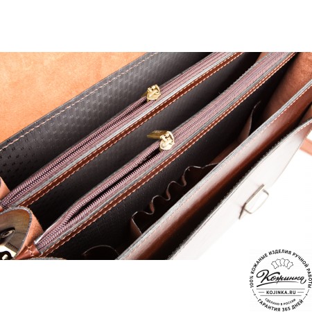 Кожаный деловой портфель "Адвокат-2" (коричневый)