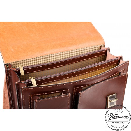 Мужской кожаный портфель "Оптима II" (коричневый)