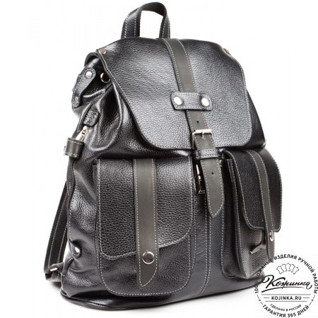 Кожаный рюкзак ручной работы "Эверест" (черный)
