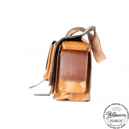 Кожаная  сумка "Франциско" (коричневая с рыжим)