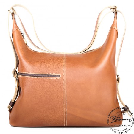 Женская кожаная сумка-рюкзак "Афина" (pыжая)