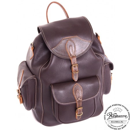 Кожаный рюкзак "Мидл" (темно-коричневый)