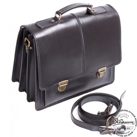 Кожаный деловой портфель "Адвокат-2" (черный)