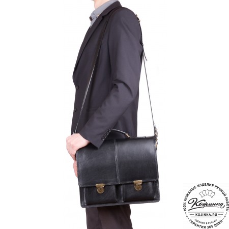 Кожаный деловой портфель "Адвокат-1" (черный)