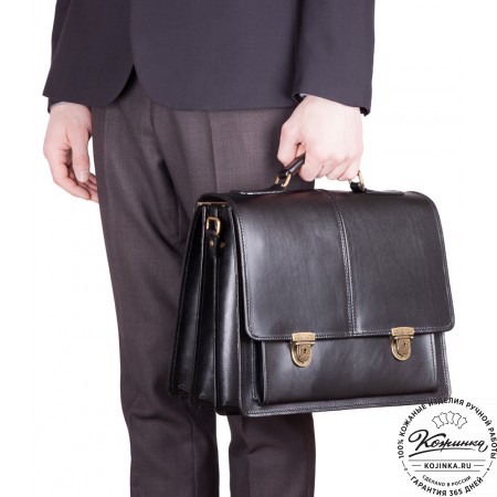 Кожаный деловой портфель "Адвокат-2" (черный)
