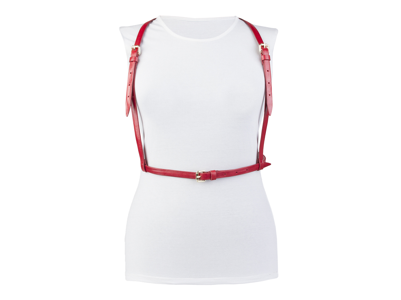 Кожаная портупея PO-04 (красная)