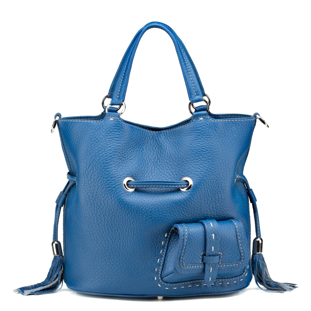 Женская кожаная сумка "Джипси" (голубая)