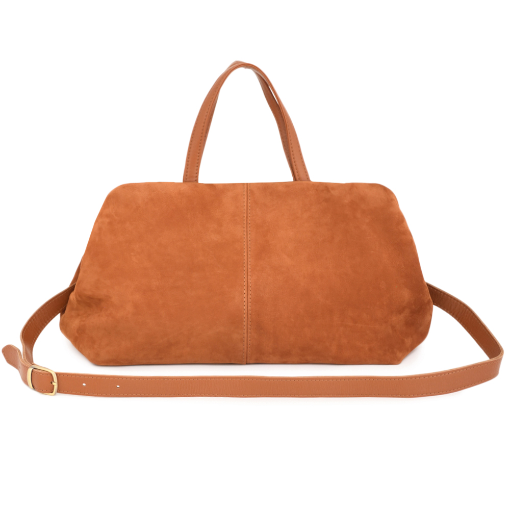 Женская кожаная сумка "Испания" велюр (рыжая)