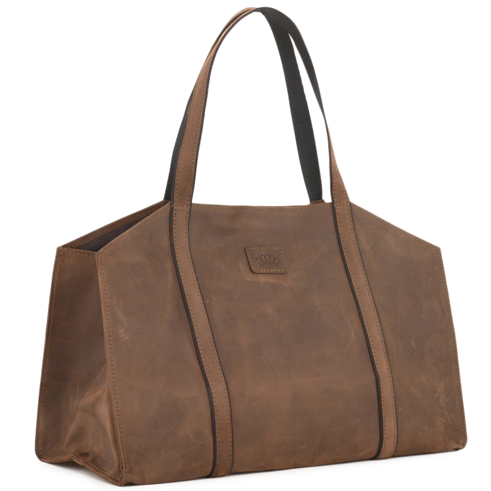 Кожаная шоппер-дровница "Родео" (темно-коричневый крейзи)