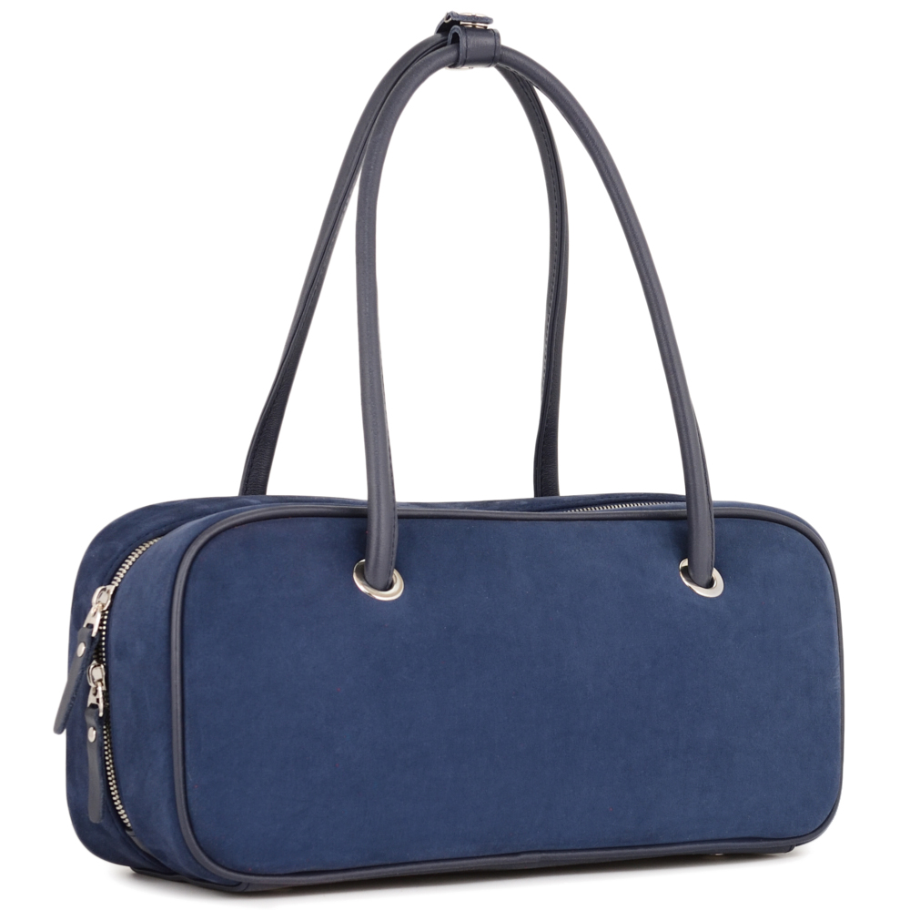 Женская кожаная сумка "Тамань" велюр (синий)