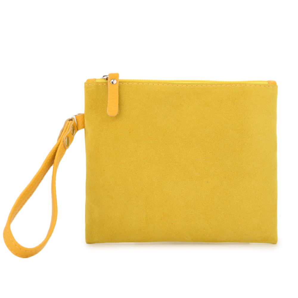 Кожаная косметичка "Флавия" велюр (лимон)