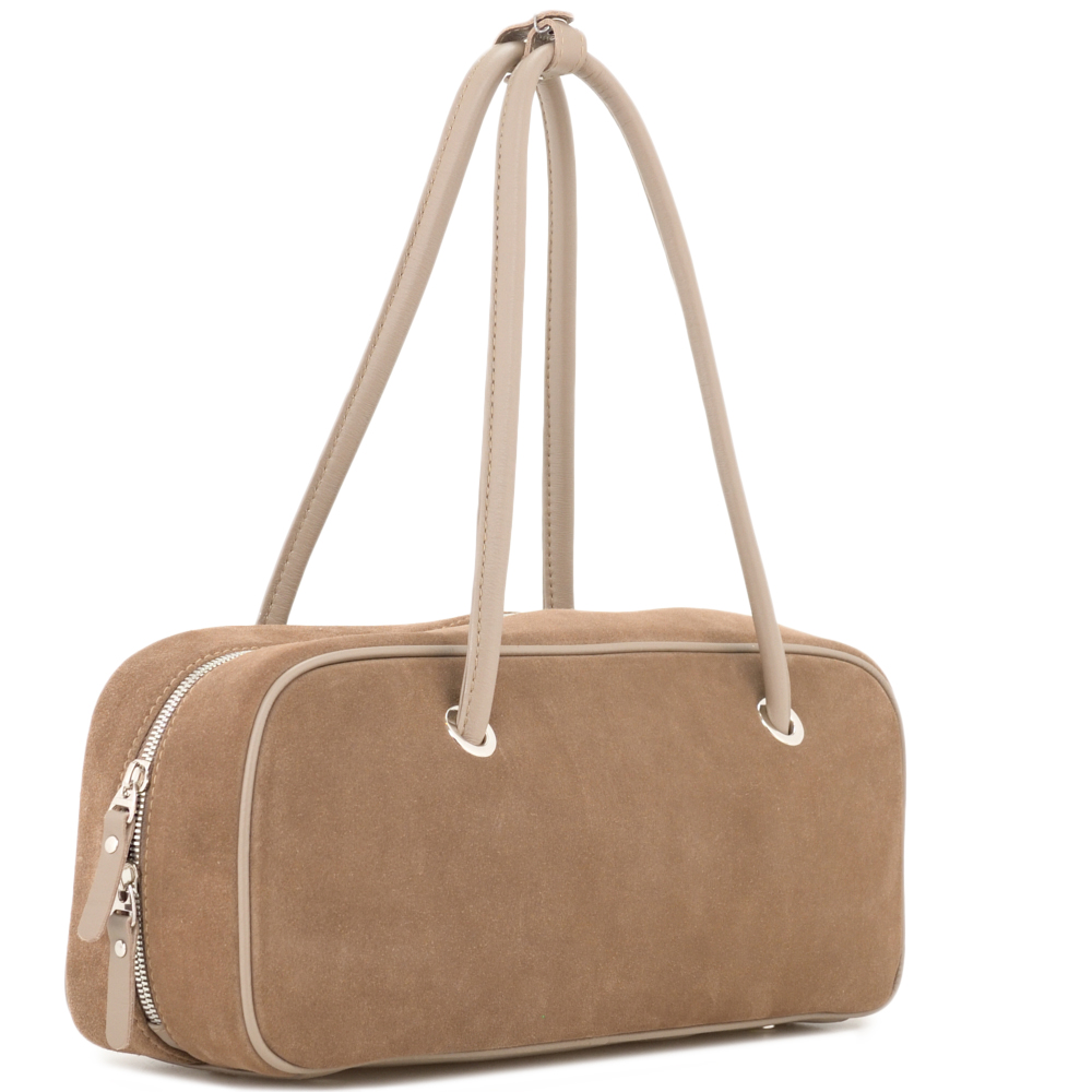 Женская кожаная сумка "Тамань" велюр (капучино)