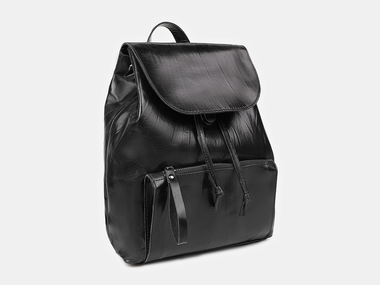 Женский кожаный рюкзак "Бруни" (чёрный)